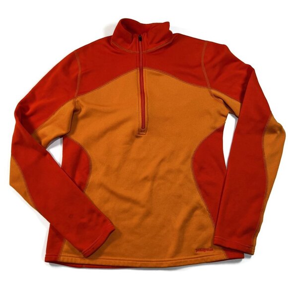 Patagonia Capilene 4 Expedition 1/4 Zip Pullover Sweater Orange Womens Medium - Picture 1 of 11